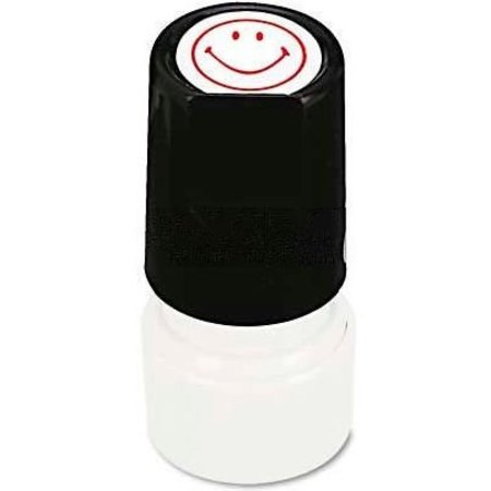 UNIVERSAL Universal Round Message Stamp, SMILEY FACE, Pre-Inked/Re-Inkable, Red UNV10080***